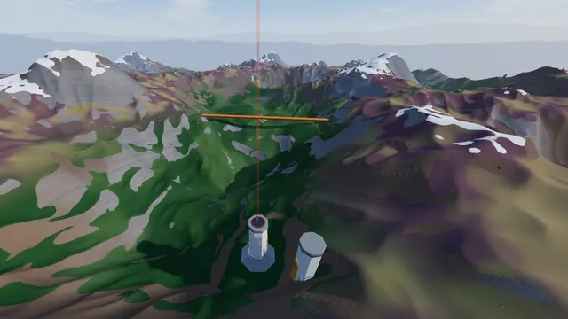 Rogue Smithy: flag towers in a green bowl ringed by snowy peaks