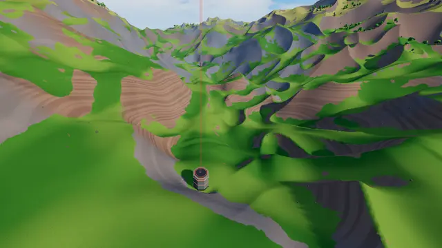 Scrap Blade: a flag tower at the foot of a long green valley